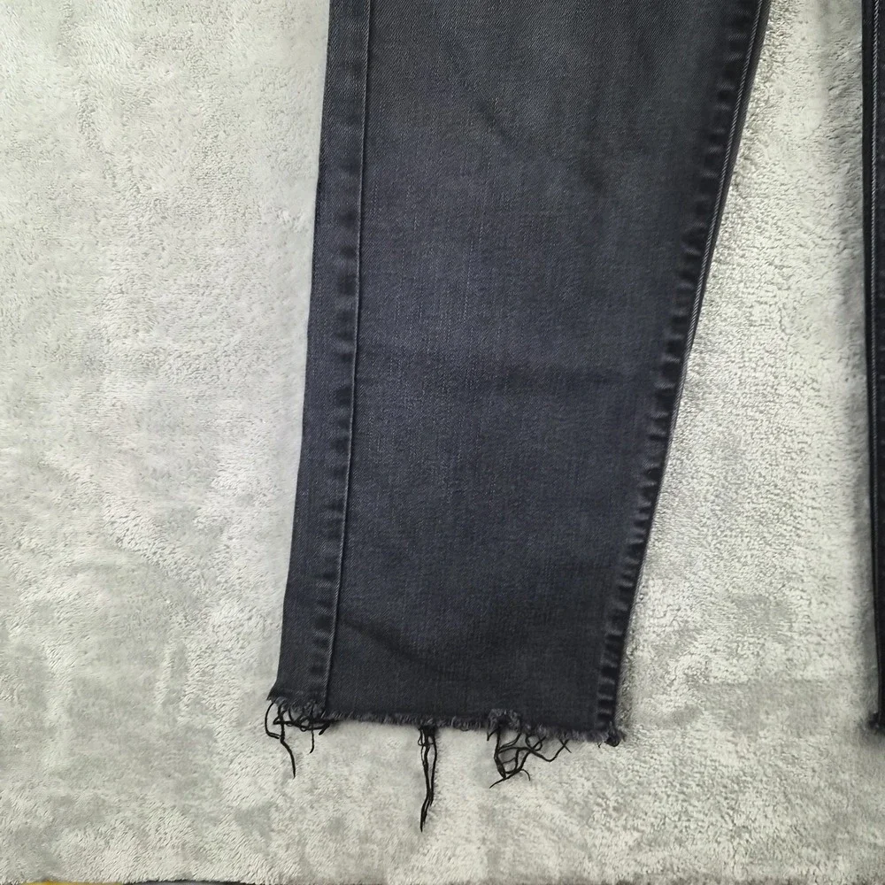 Hidden Wide Leg Jeans Women 24 Black Denim High Rise Button Fly Raw Hem Stretch